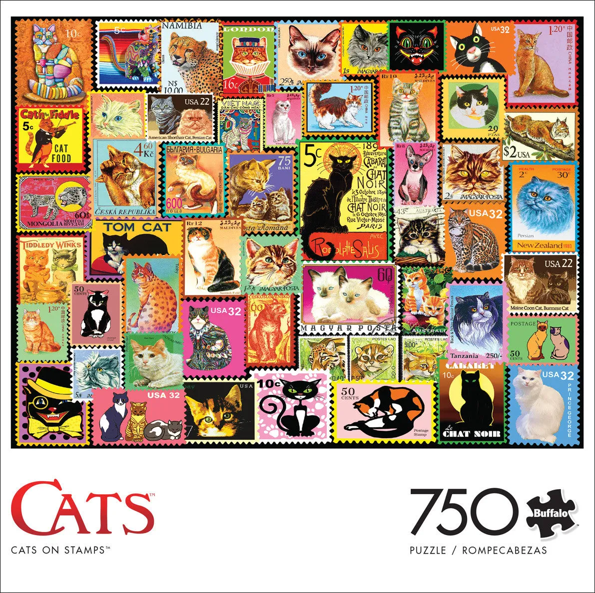 Buffalo Games Cats on Stamps puslespil 750 brikker katte