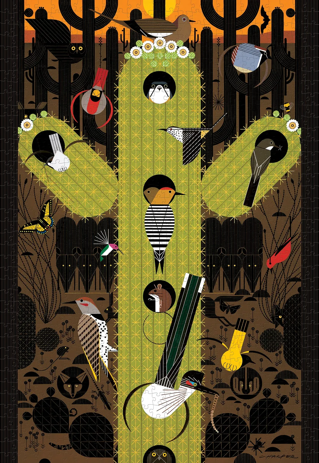 Pomegranate Charley Harper The Desert puslespil 1000 dyr