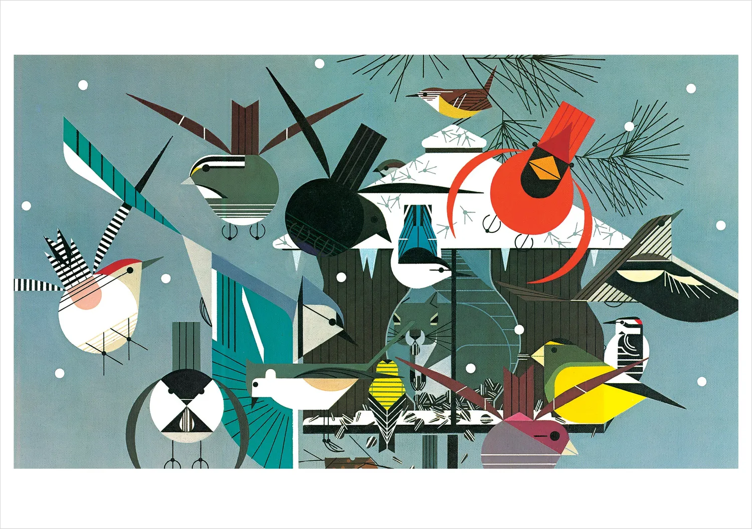 Pomegranate Charley Harper Winter julekortæske