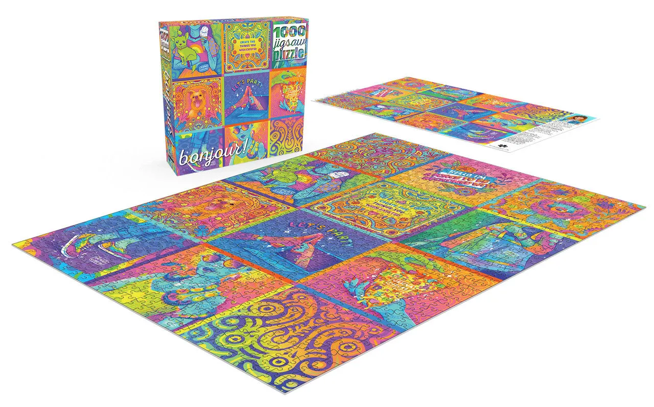 Buffalo Games Bonjour Neon Collage puslespil 1000 brikker farver