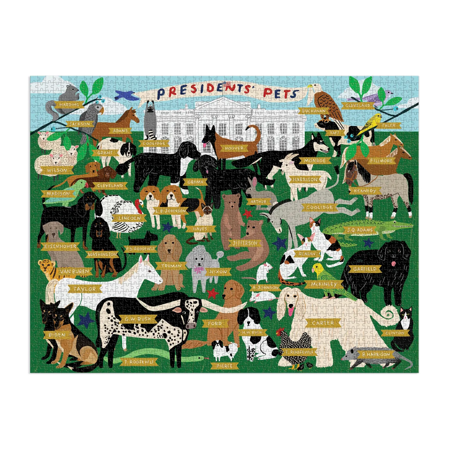 Galison Presidents Pets puslespil 2000 brikker hunde