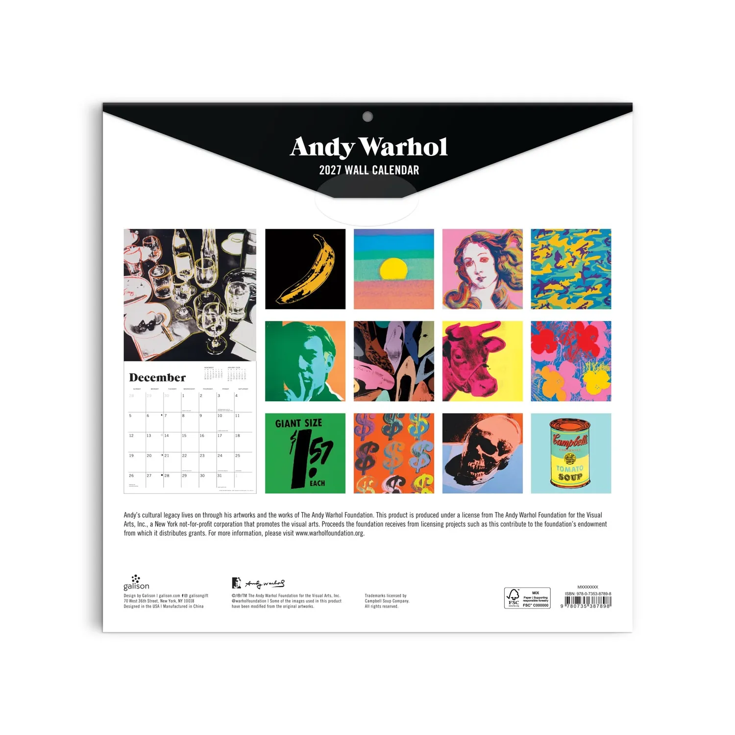 Good Puzzle Co. Andy Warhol 12 x 12 Wall Calendar 2027 vægkalender pop art
