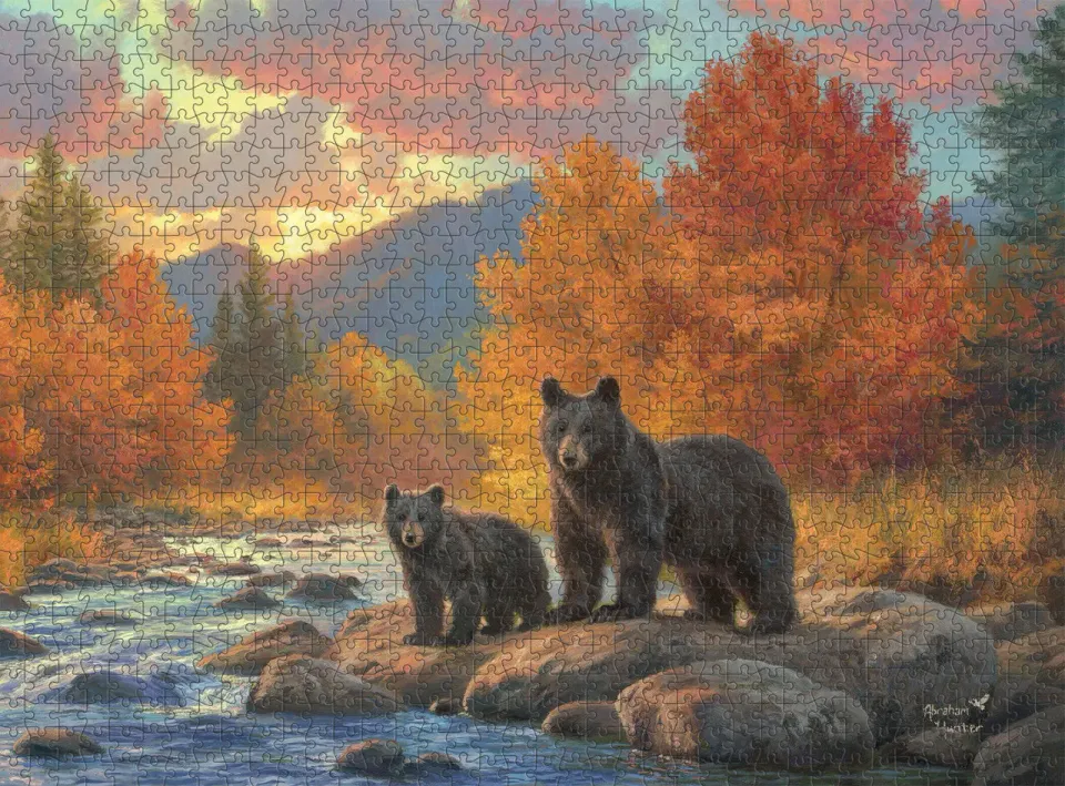 Buffalo Games Abraham Hunter Golden Crossing puslespil 1000 brikker bjørn