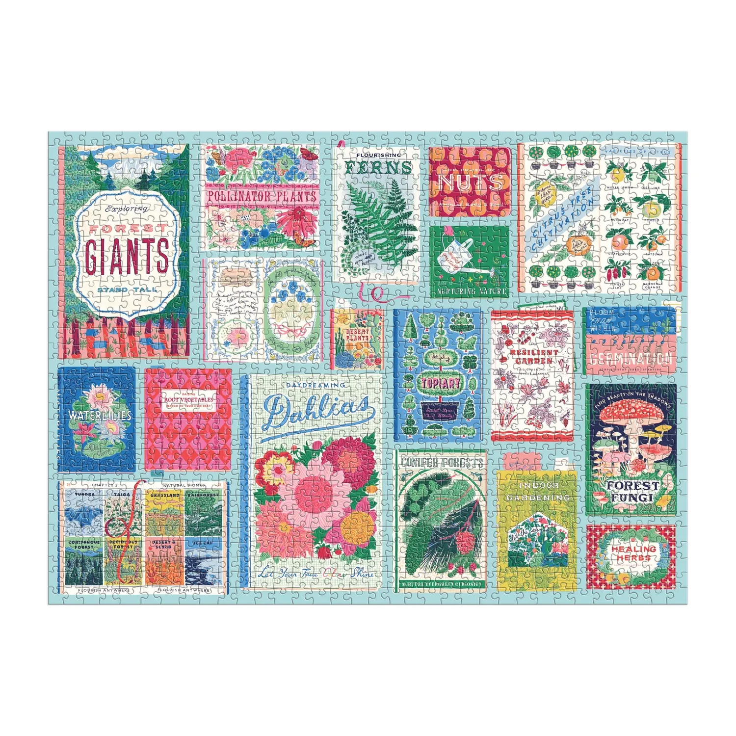 Good Puzzle Co. Ever Upward Botanist Bookshelf puslespil 1000 brikker botanisk