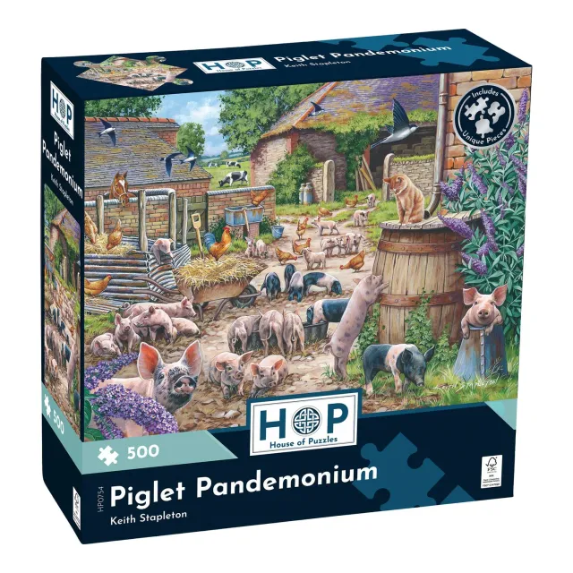 House of Puzzle Piglet Pandemonium puslespil 500 brikker gård