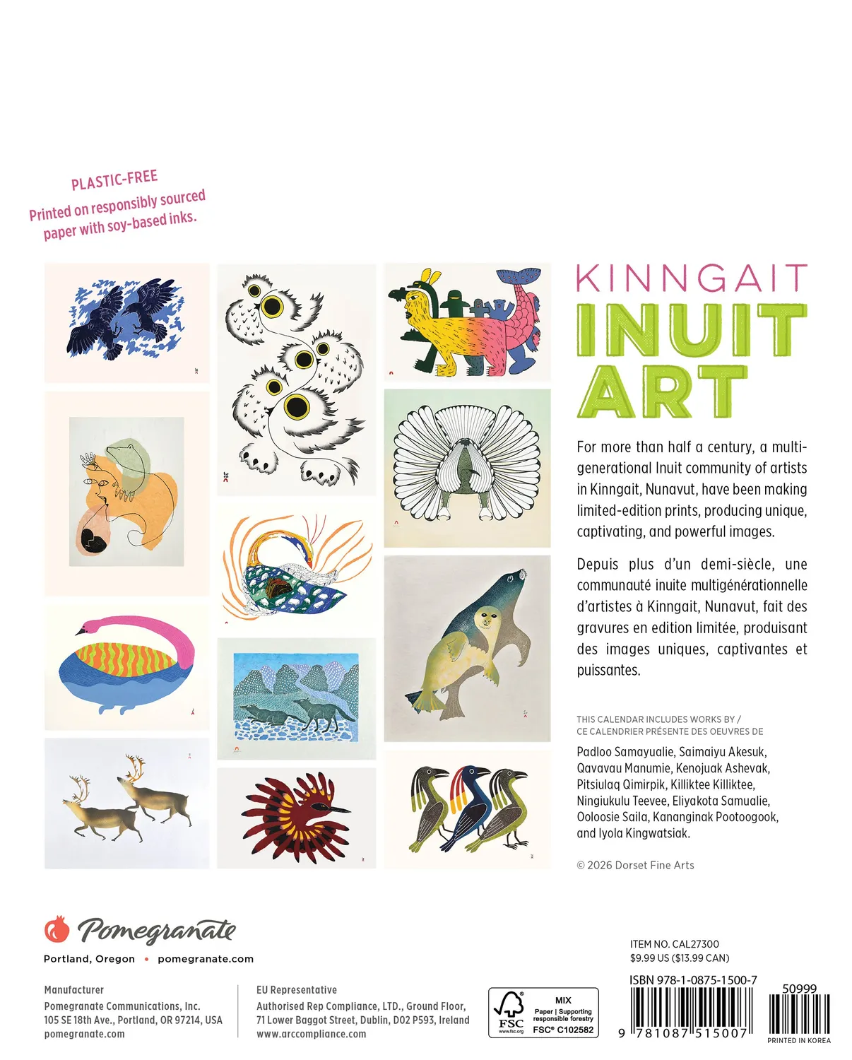 Pomegranate Inuit Art Kinngait 2027 minivægkalender