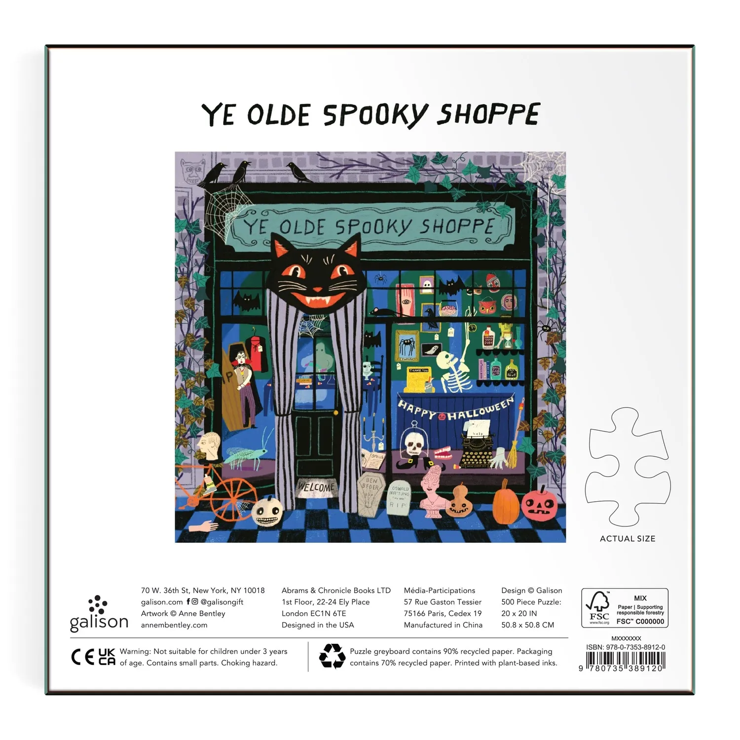 Galison Anne Bentley Ye Olde Spooky Shoppe puslespil 500 brikker halloween