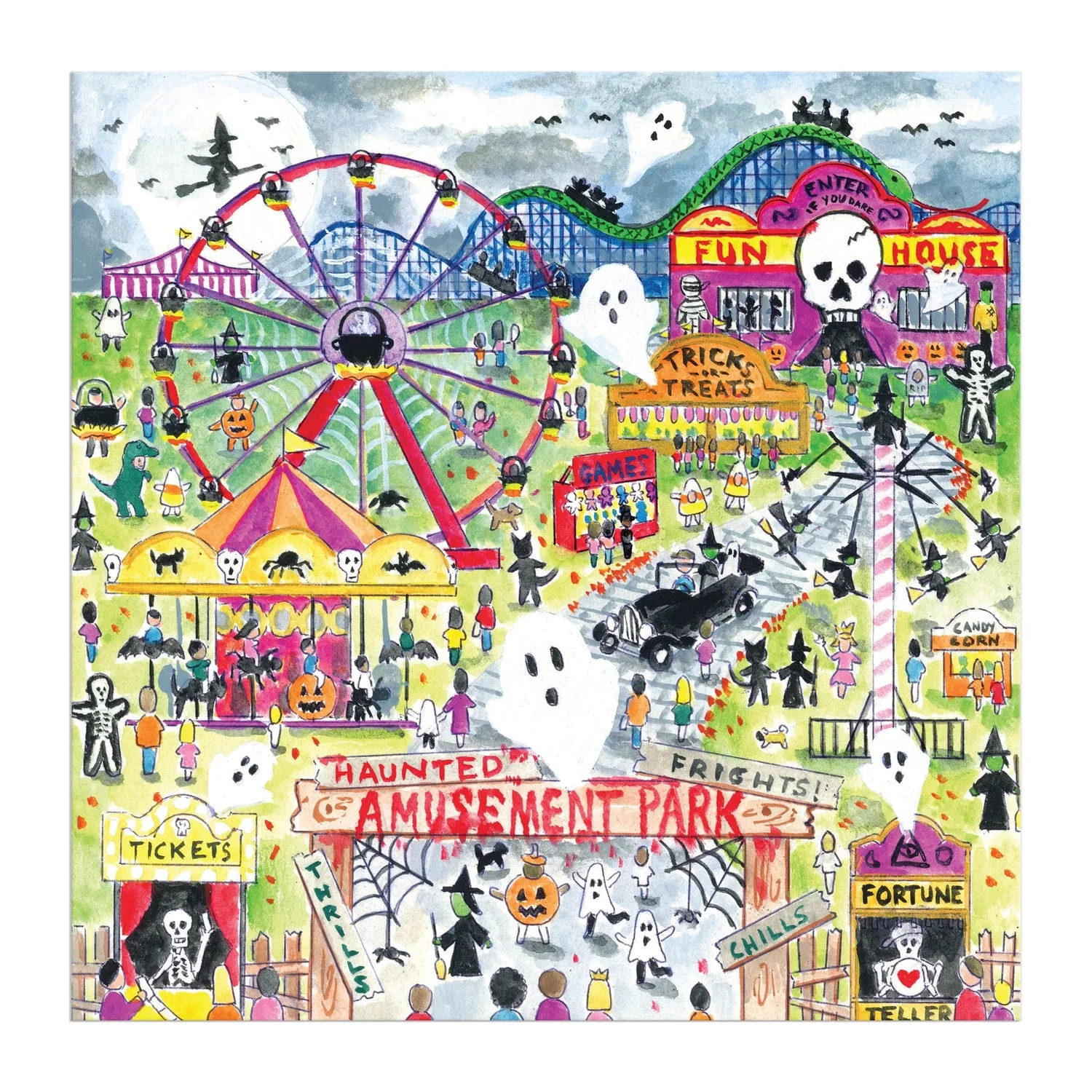 Good Puzzle Co. Michael Storrings Haunted Amusement Park puslespil 500 brikker halloween