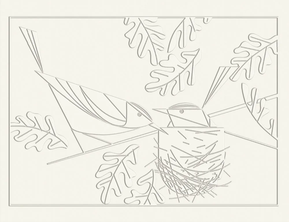 Pomegranate Charley Harper Birds kortæske præget 15 kort
