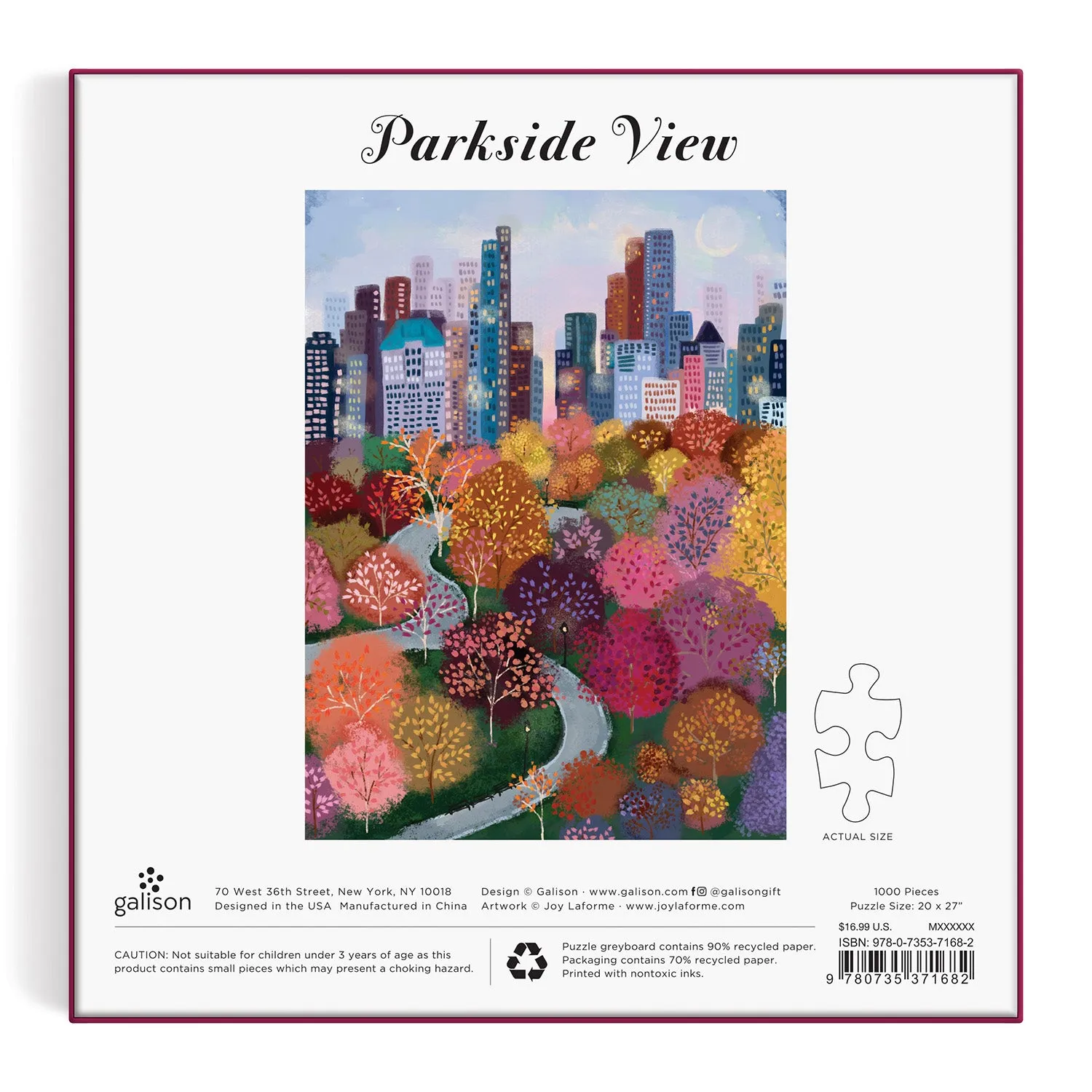 Galison Parkside View puslespil 1000 brikker parkmotiv