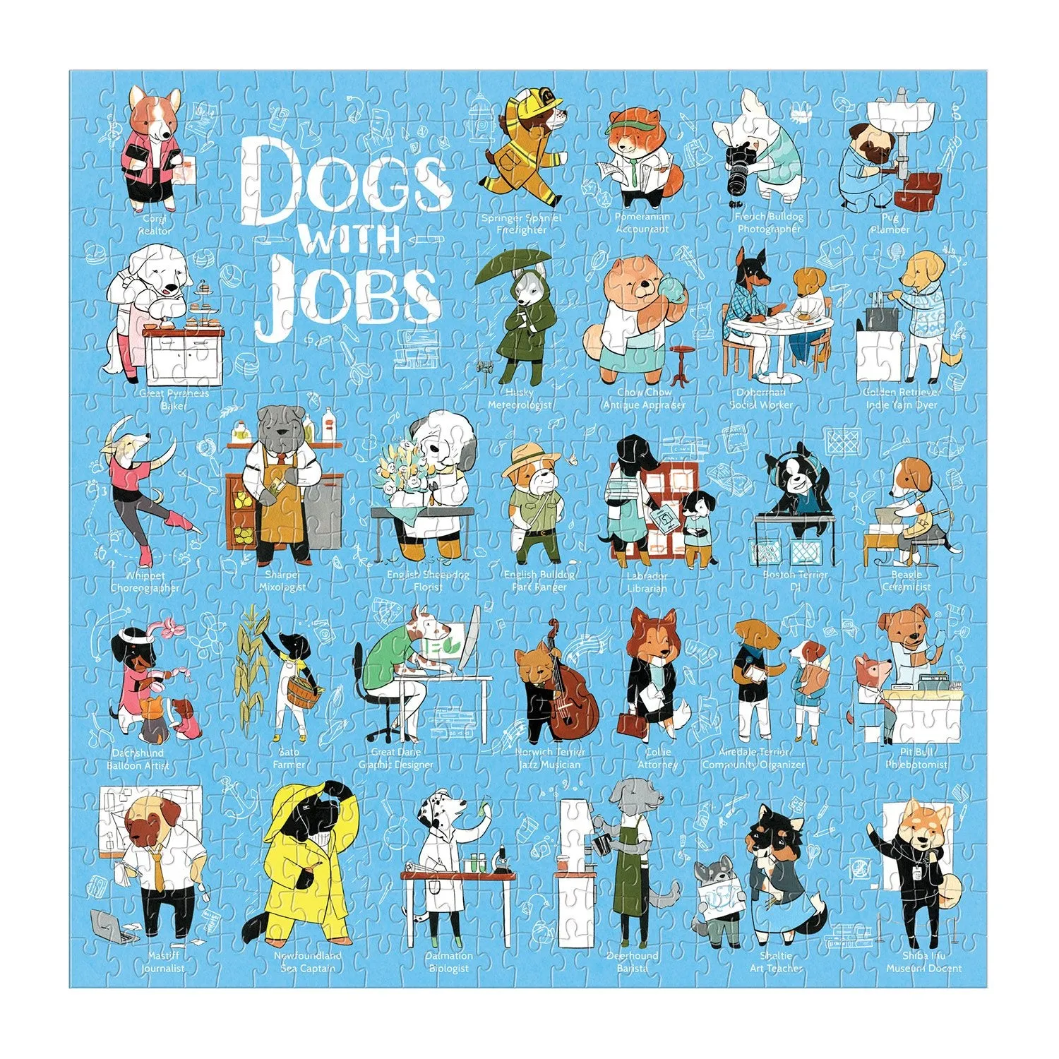 Galison Dogs With Jobs puslespil 500 brikker hunde