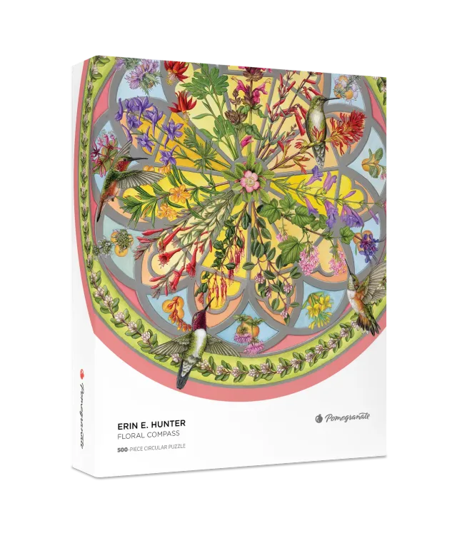 Pomegranate Hunter Floral Compass rund puslespil 500 brikker