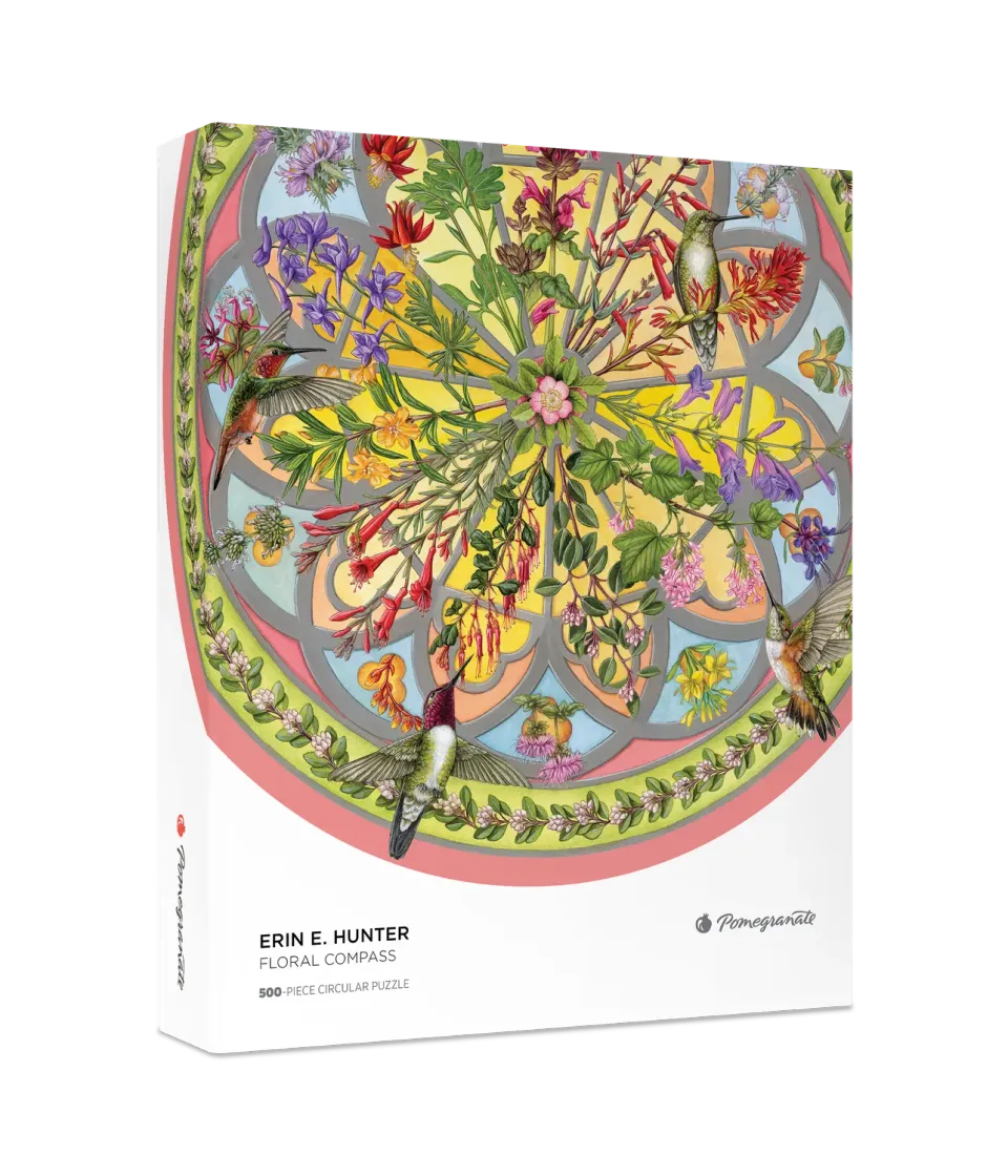 Pomegranate Hunter Floral Compass rund puslespil 500 brikker