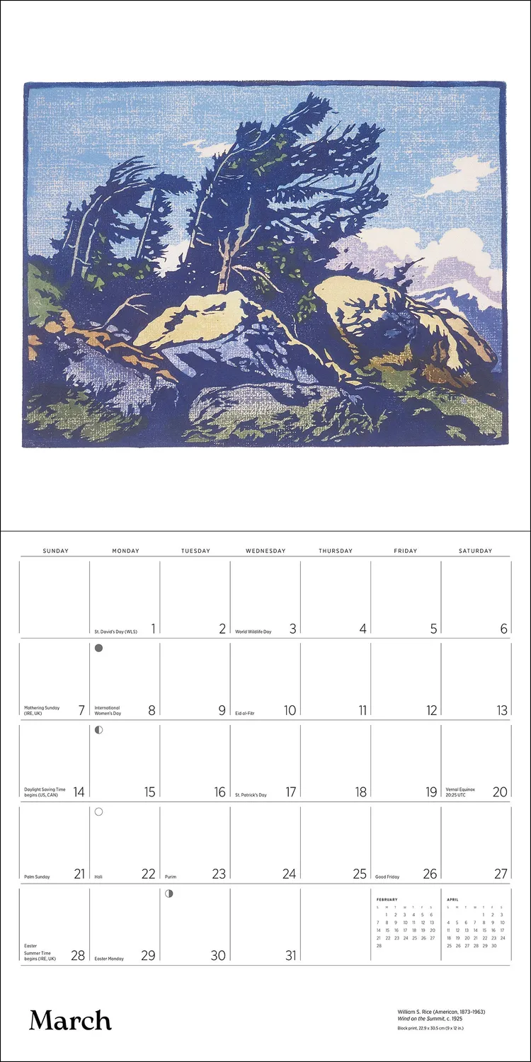 Pomegranate William S. Rice vægkalender 2027 bloktryk