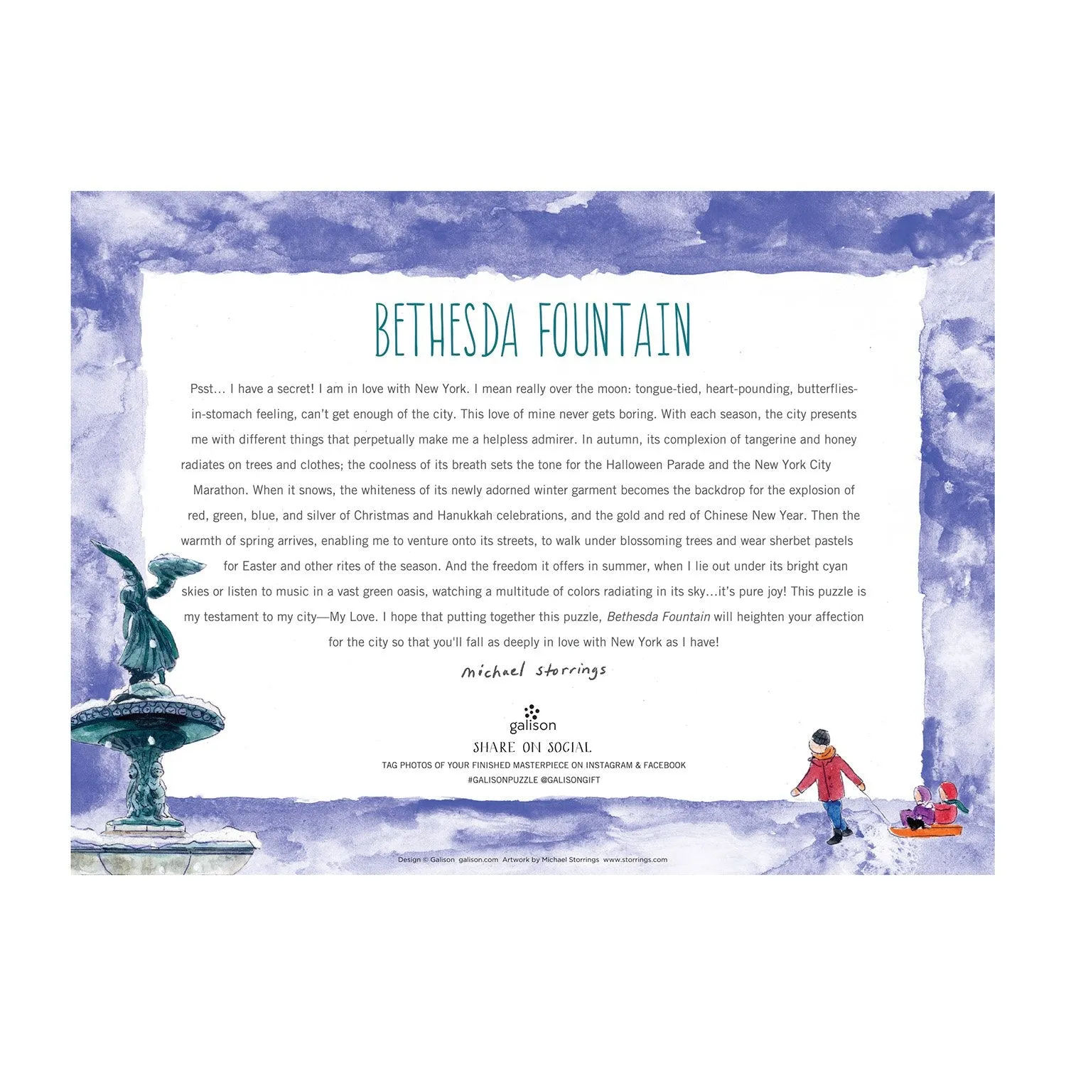 Good Puzzle Co. Storrings Bethesda Fountain puslespil 1000 brikker