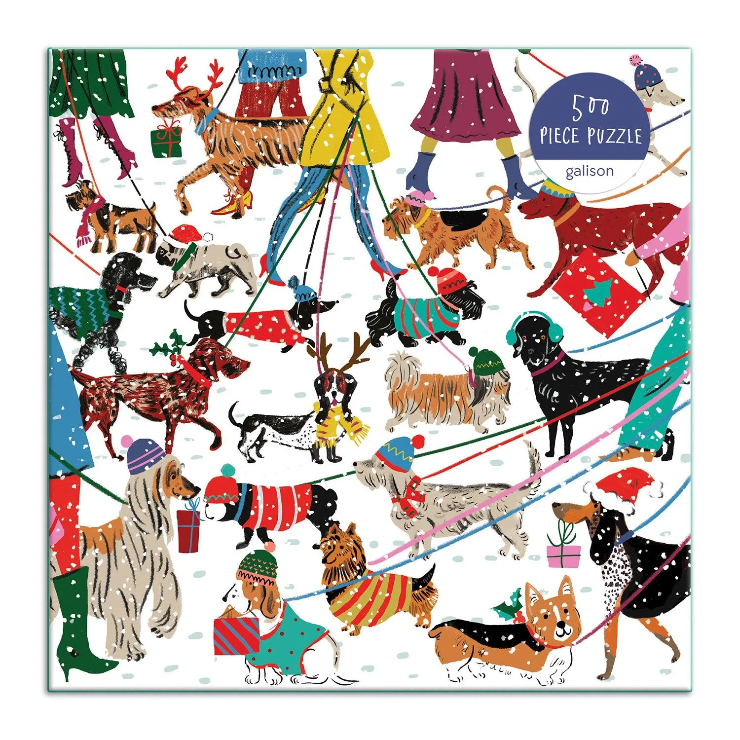 Galison Louise Cunningham Winter Dogs puslespil 500 brikker jul