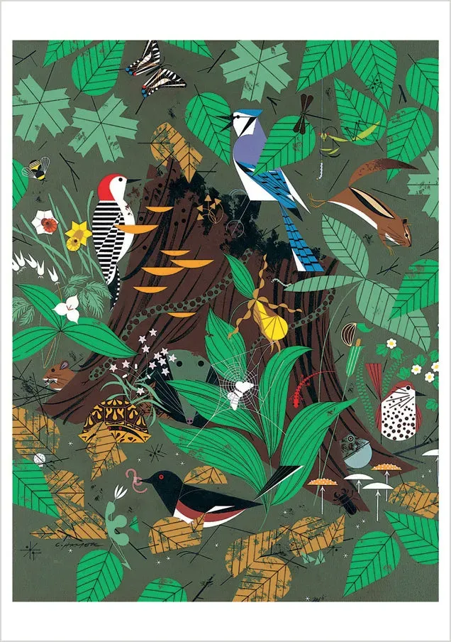 Pomegranate Charley Harper Woodland Wonders kort enkelt dyr