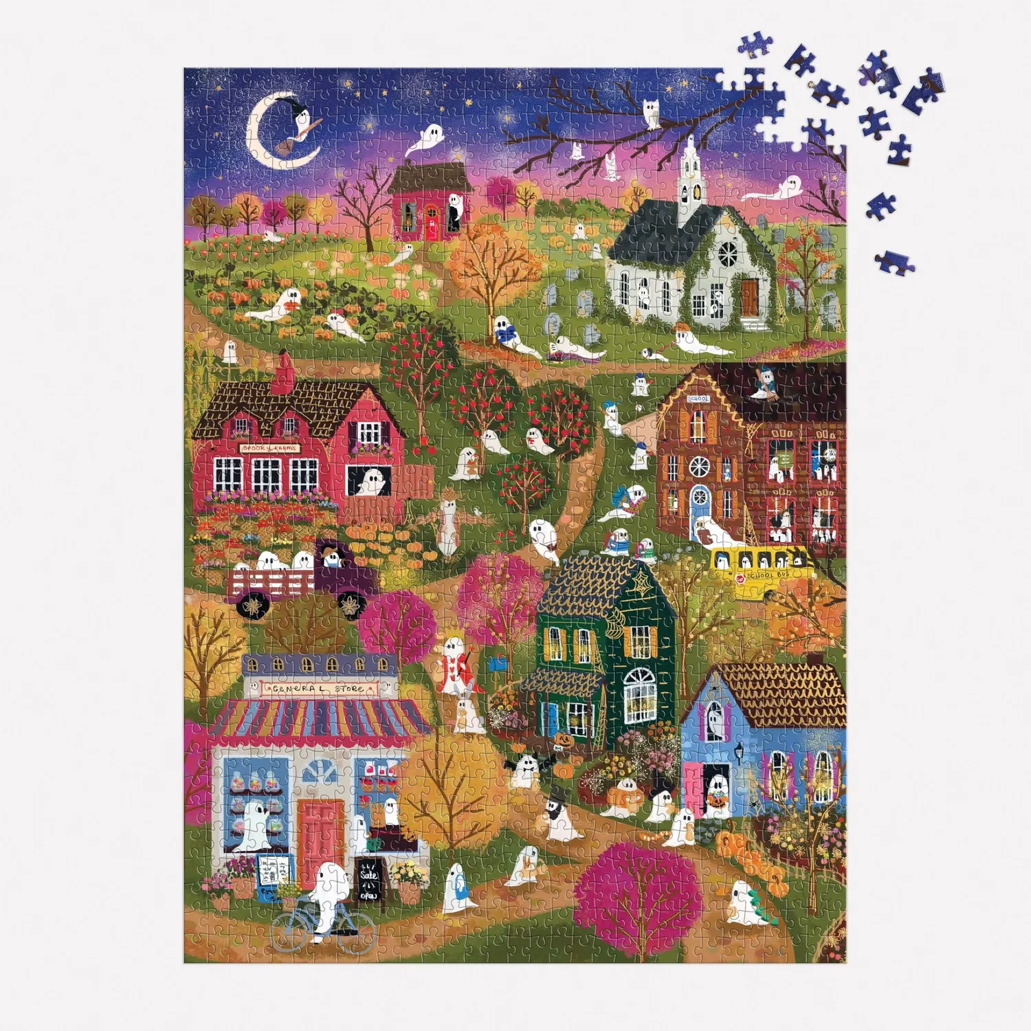 Good Puzzle Co. Spooky Village puslespil 1000 brikker folie