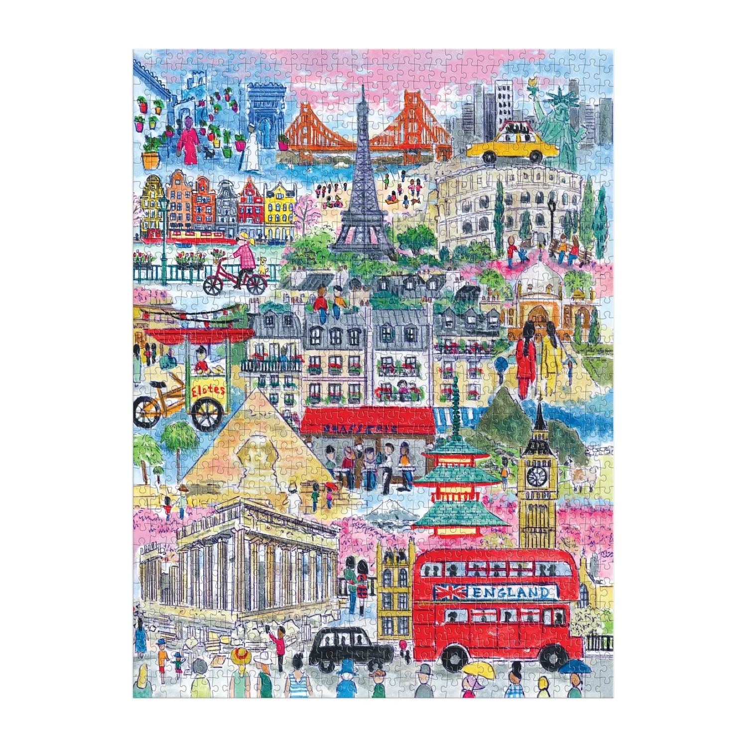 Galison Michael Storrings Cities Around the World puslespil 1000 brikker bymotiv