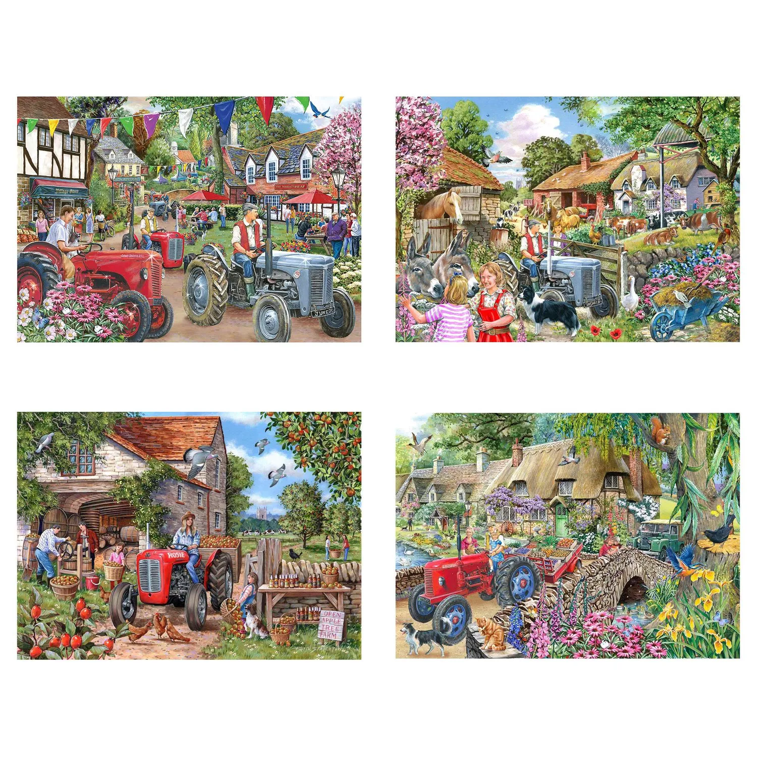 House of Puzzles BIG Farmer's Friends puslespil 4 x 250 brikker bondegård