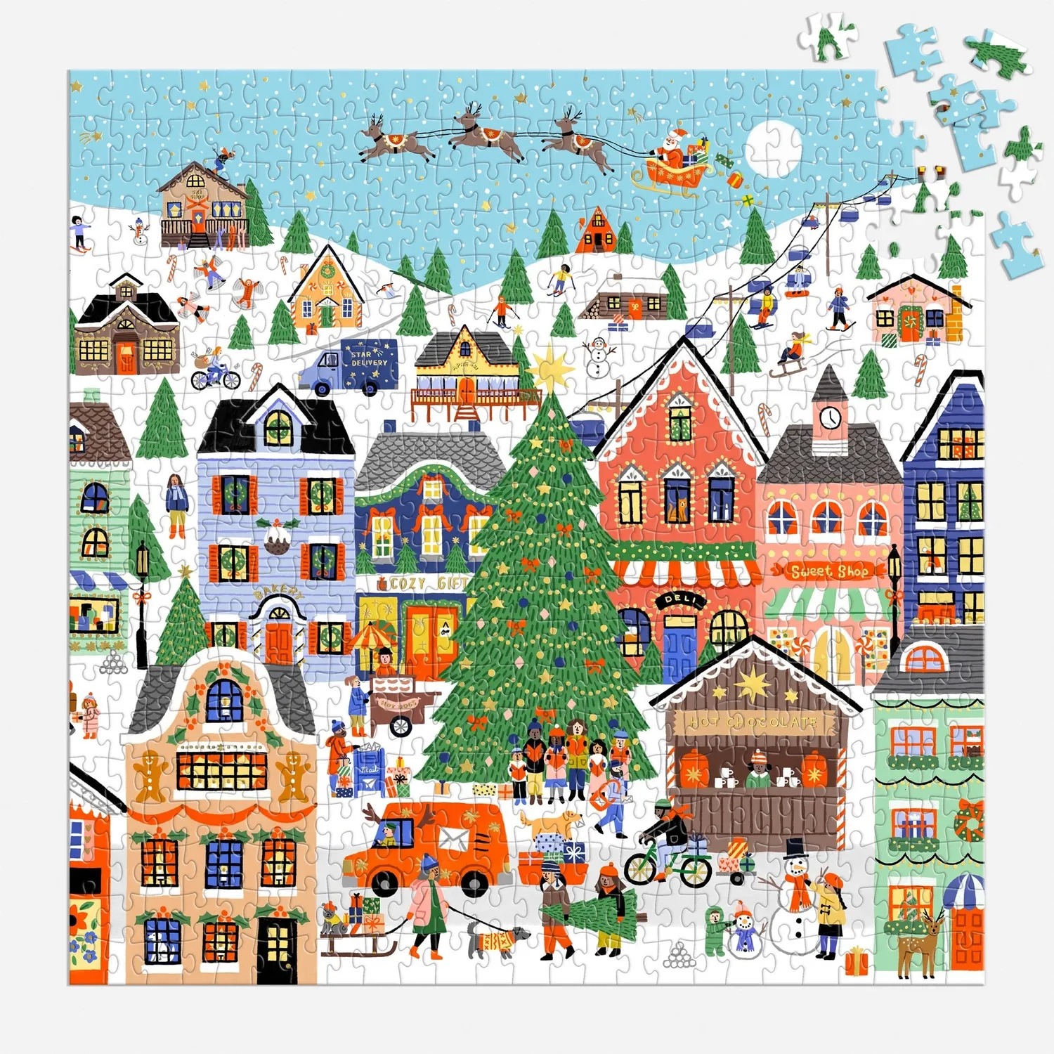 Good Puzzle Co. Merryville puslespil 500 brikker folie jul