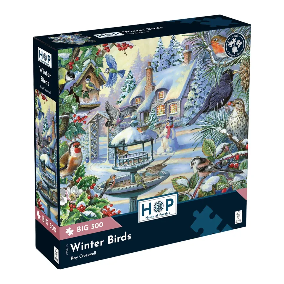 House of Puzzle Winter Birds puslespil BIG 500 vinter