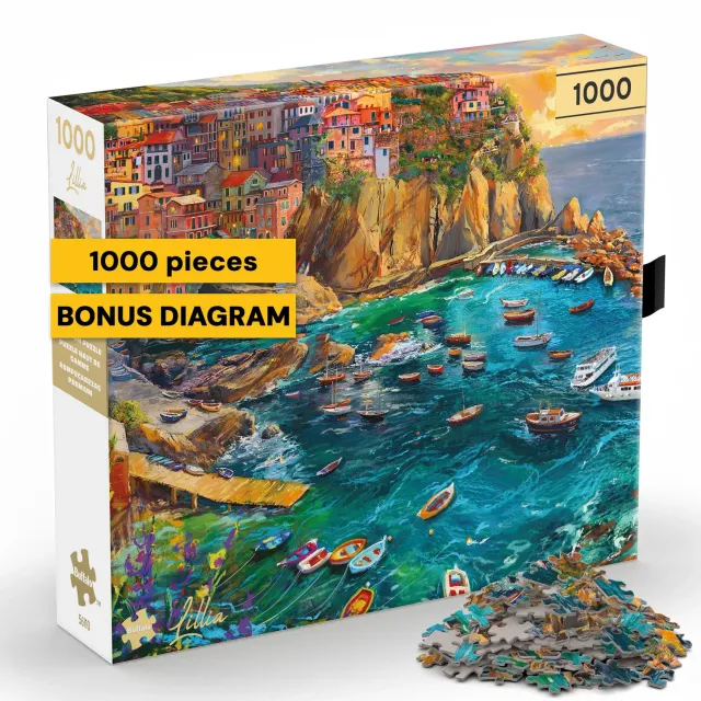 Buffalo Games Gold Cinque Terre Seas puslespil 1000 brikker kyst
