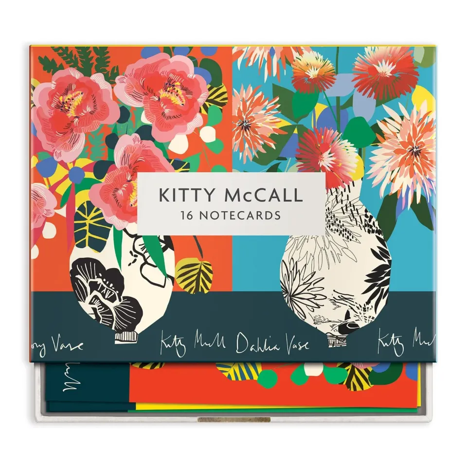 Galison Kitty McCall kortæske 16 kort blomstervaser