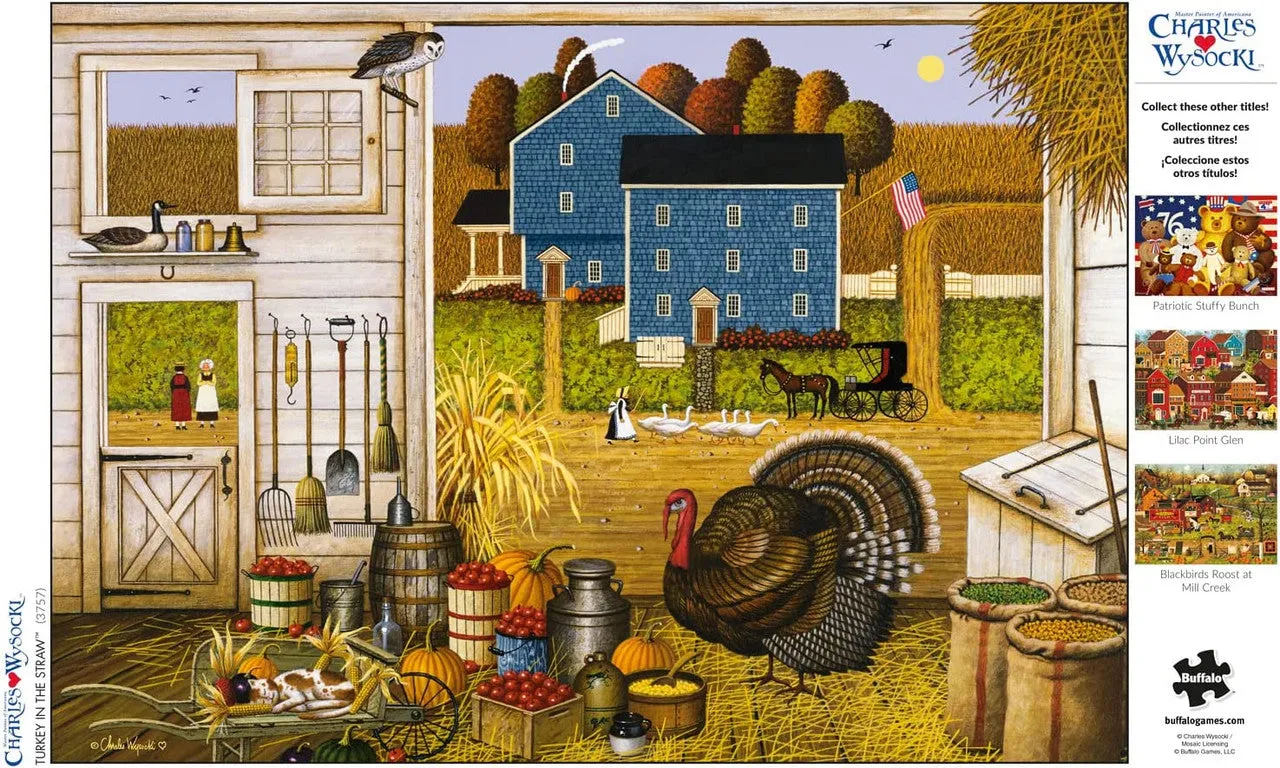 Buffalo Games Americana Turkey in the Straw puslespil 500 brikker kalkun