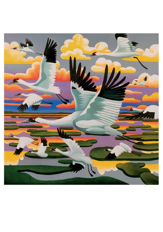 Pomegranate Billy Hassell Whooping Cranes kort enkelt traner