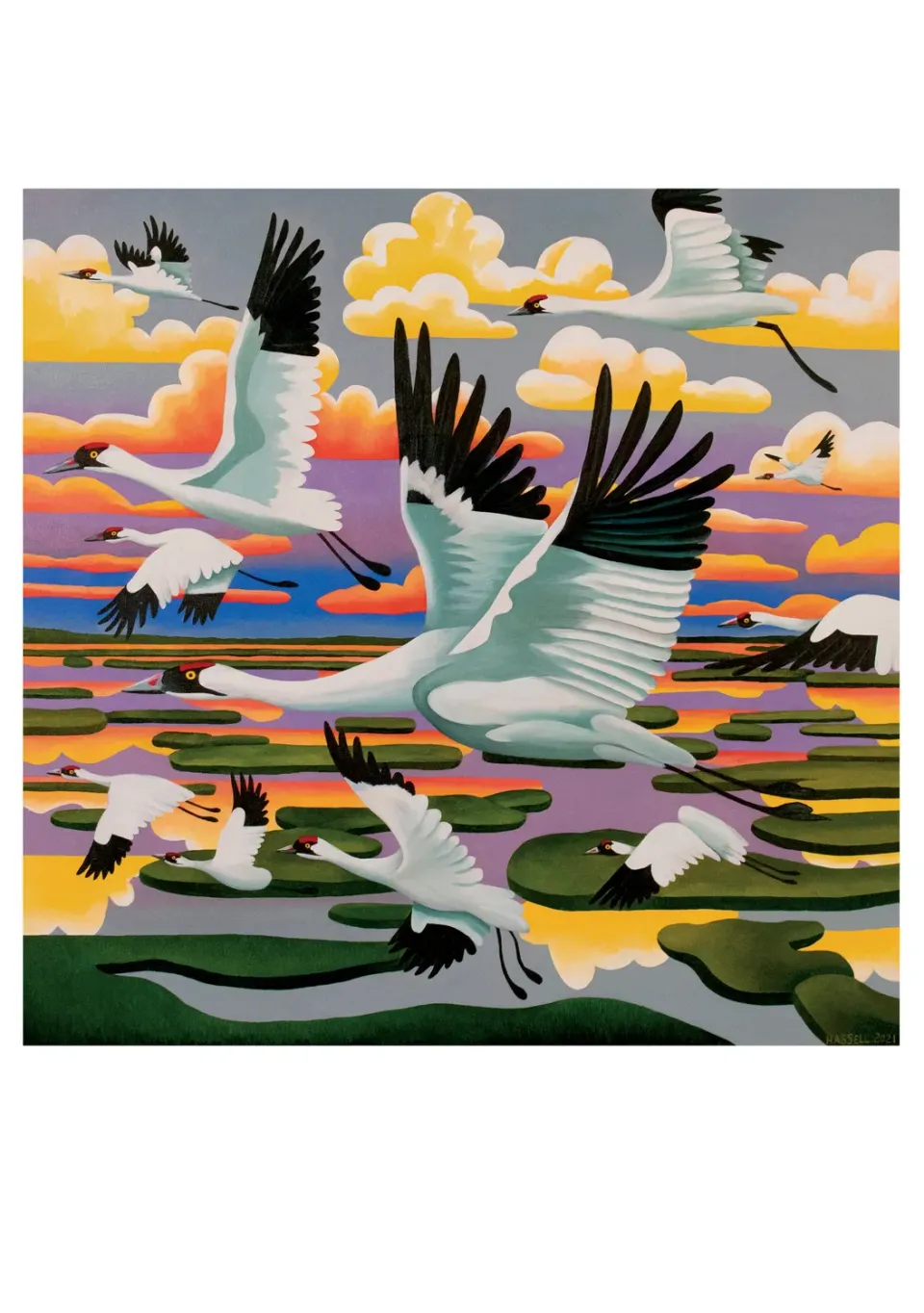 Pomegranate Billy Hassell Whooping Cranes kort enkelt traner
