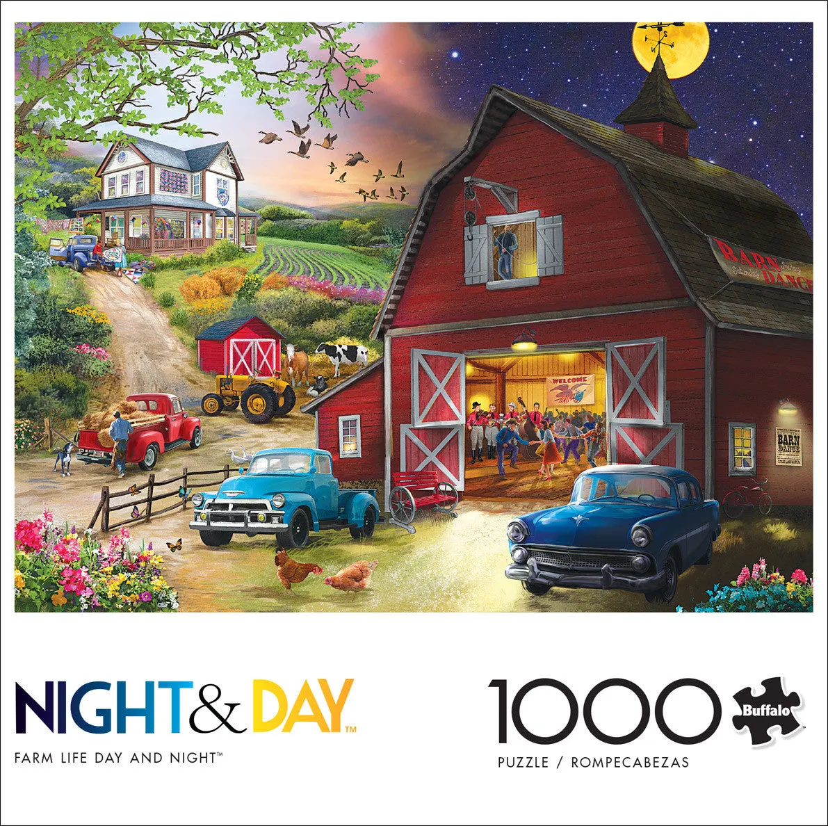 Buffalo Games Night Day Farm Life puslespil 1000 brikker dag nat
