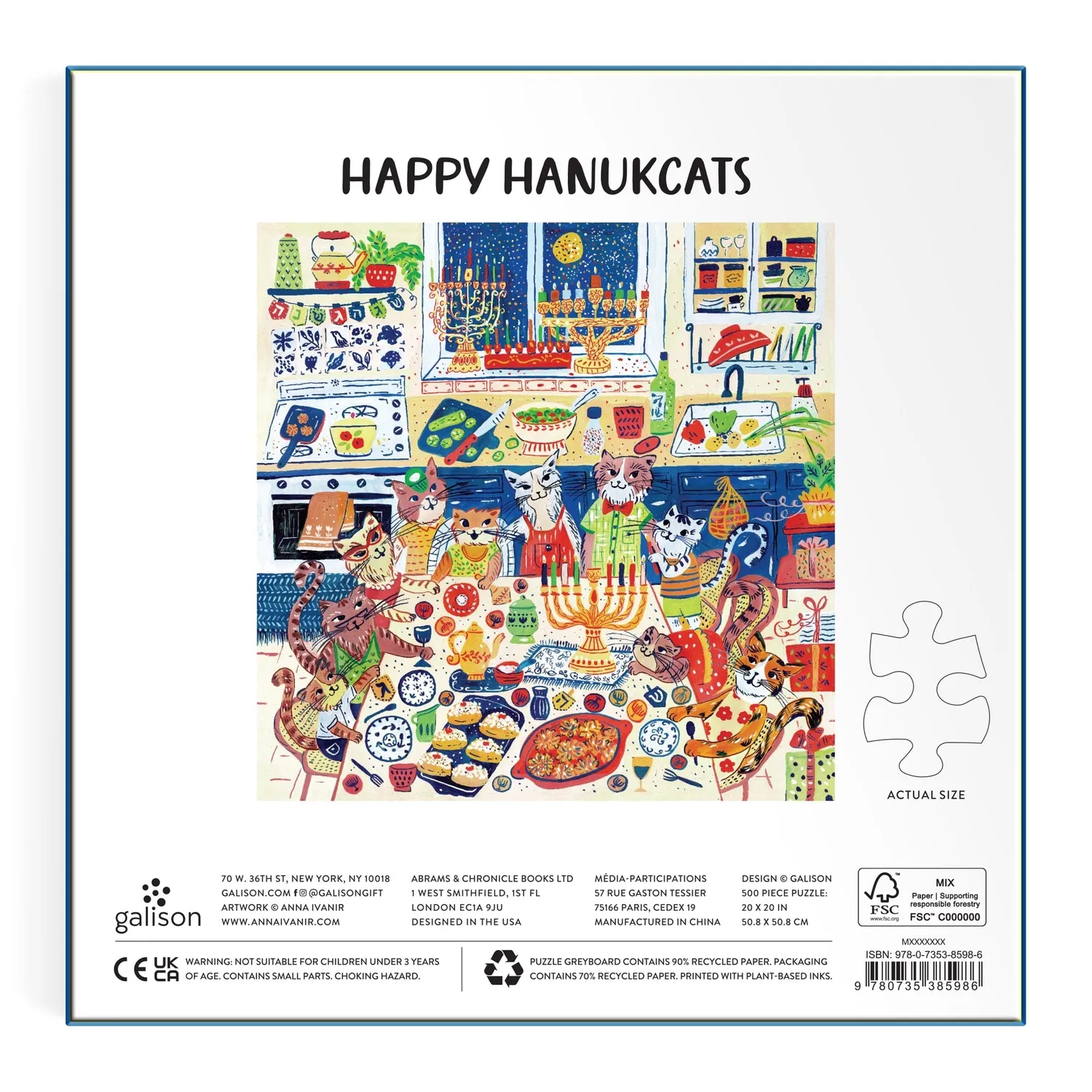 Good Puzzle Co. Happy Hanukcats puslespil 500 brikker katte