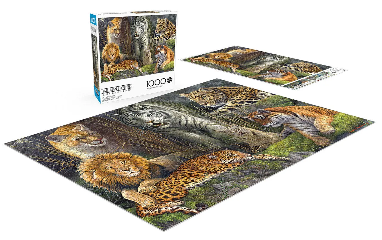 Buffalo Games Hautman Big Cat Collage puslespil 1000 brikker dyr