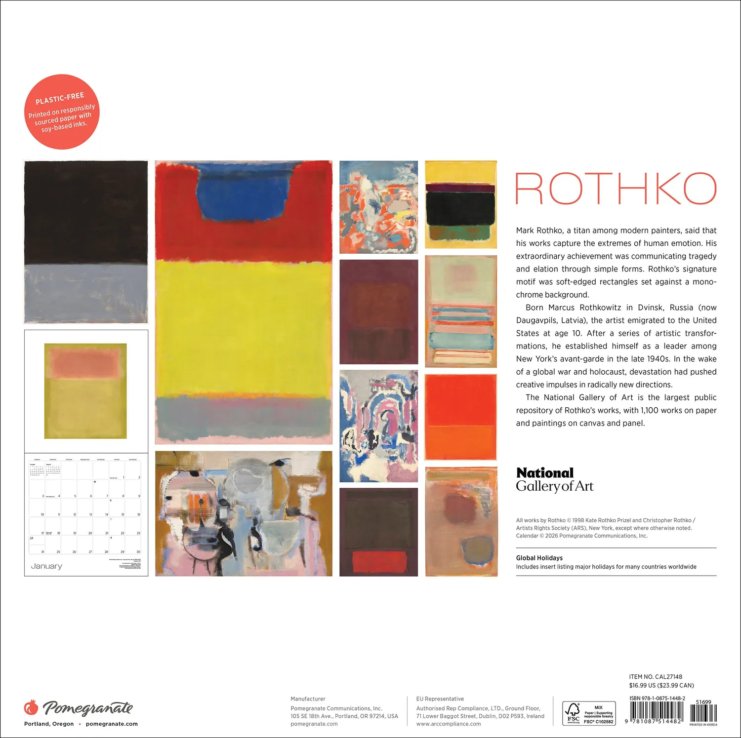 Pomegranate Rothko 2027 vægkalender abstrakt