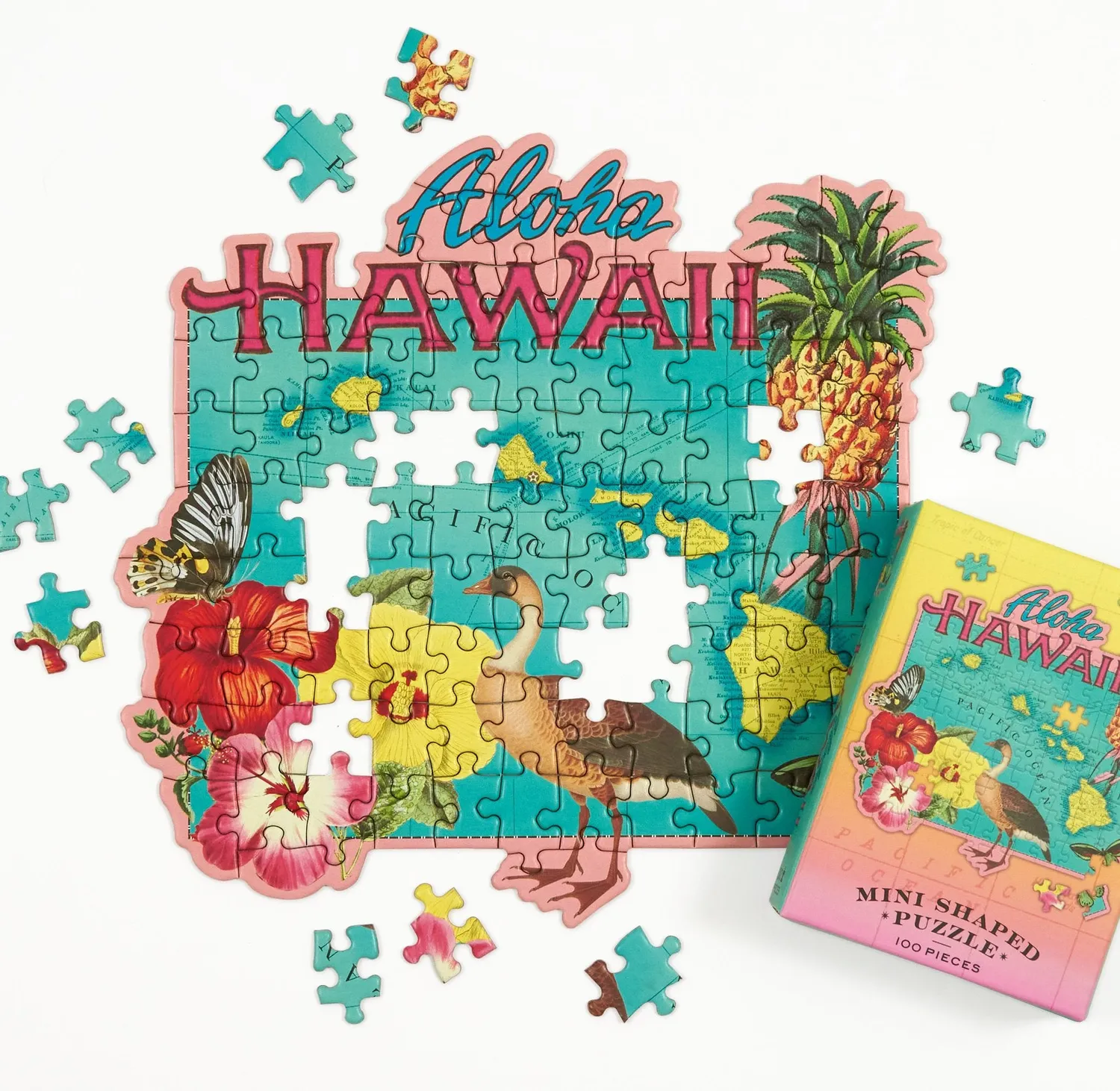 Galison Wendy Gold Hawaii mini puslespil 100 brikker formet