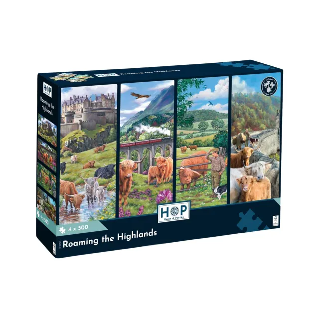 House of Puzzles Roaming Highlands 4x500 puslespil Skotland