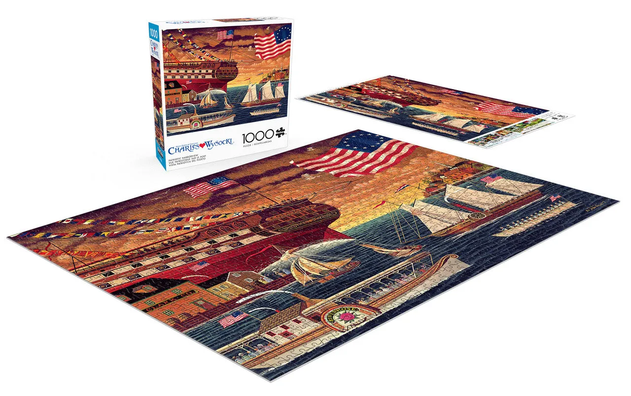 Buffalo Games Charles Wysocki Patriotic Harborview puslespil 1000 brikker havn