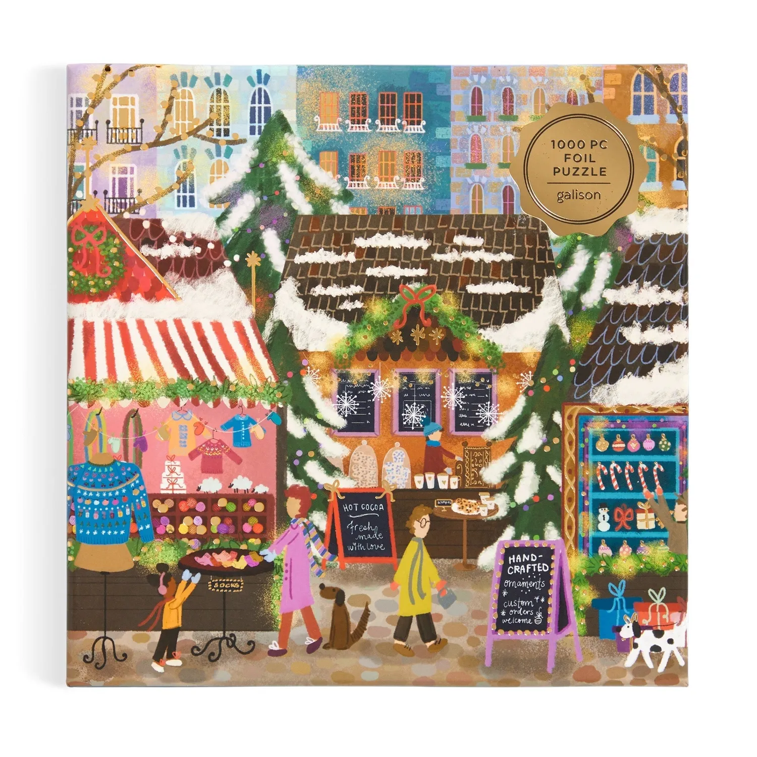Galison Joy Laforme Merry Market puslespil 1000 brikker guld folie