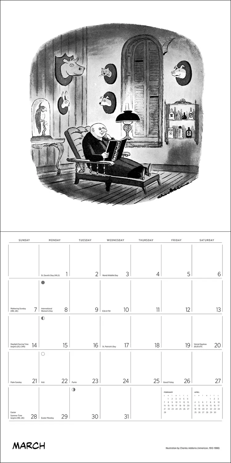 Pomegranate Charles Addams The Addams Family vægkalender 2027 humor