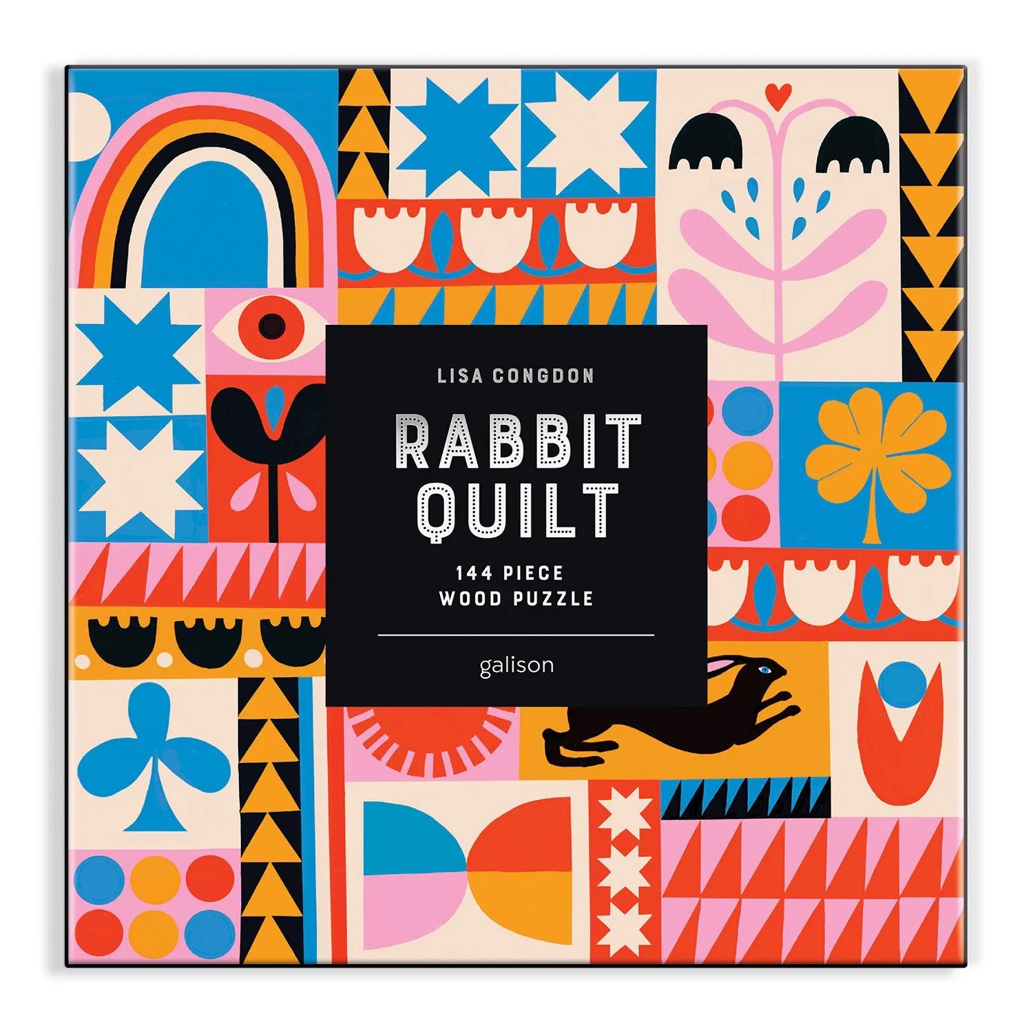 Galison Lisa Congdon Rabbit Quilt træpuslespil 144 brikker