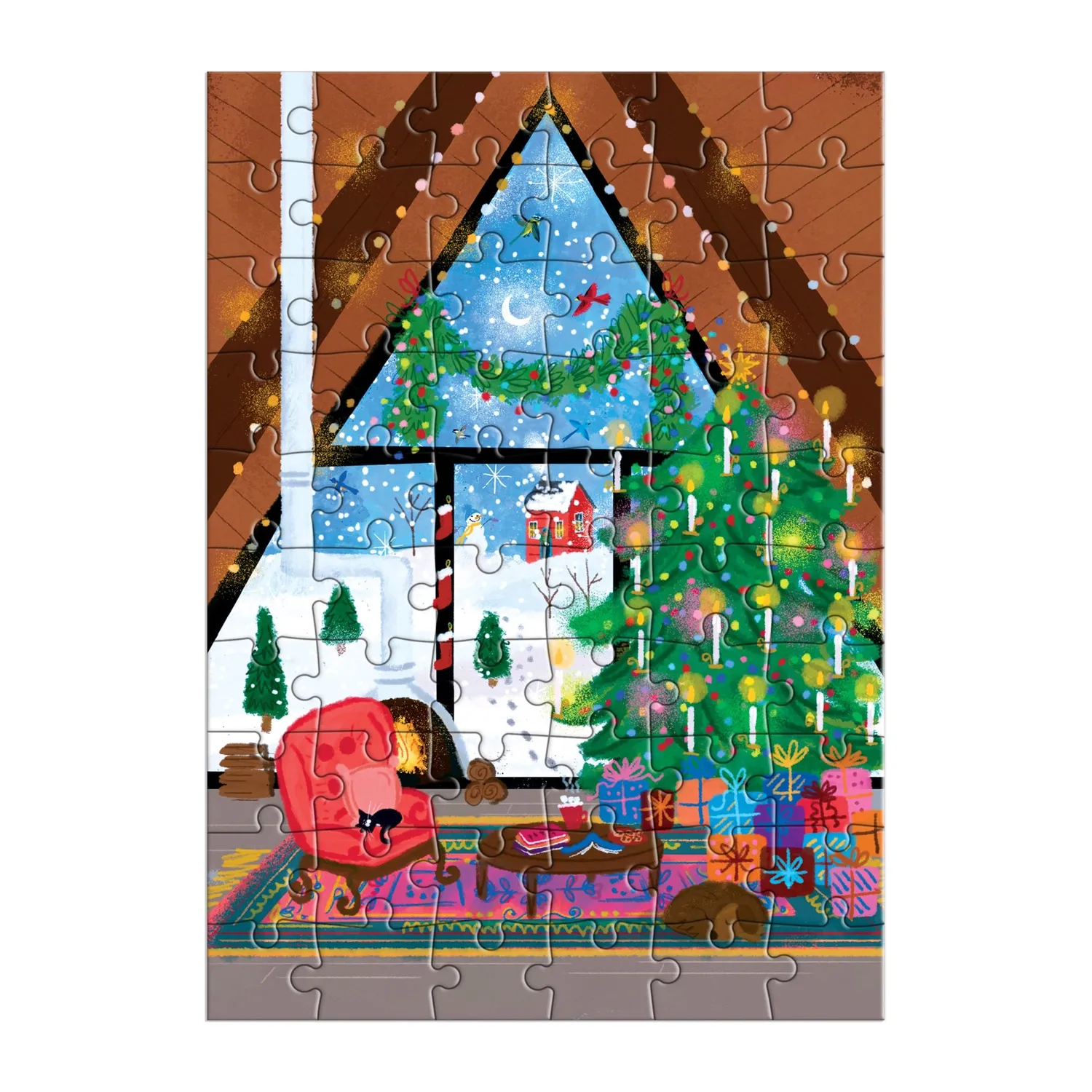 Good Puzzle Co. Joy Laforme Cozy Cabin 60 brikker puslespil julekort