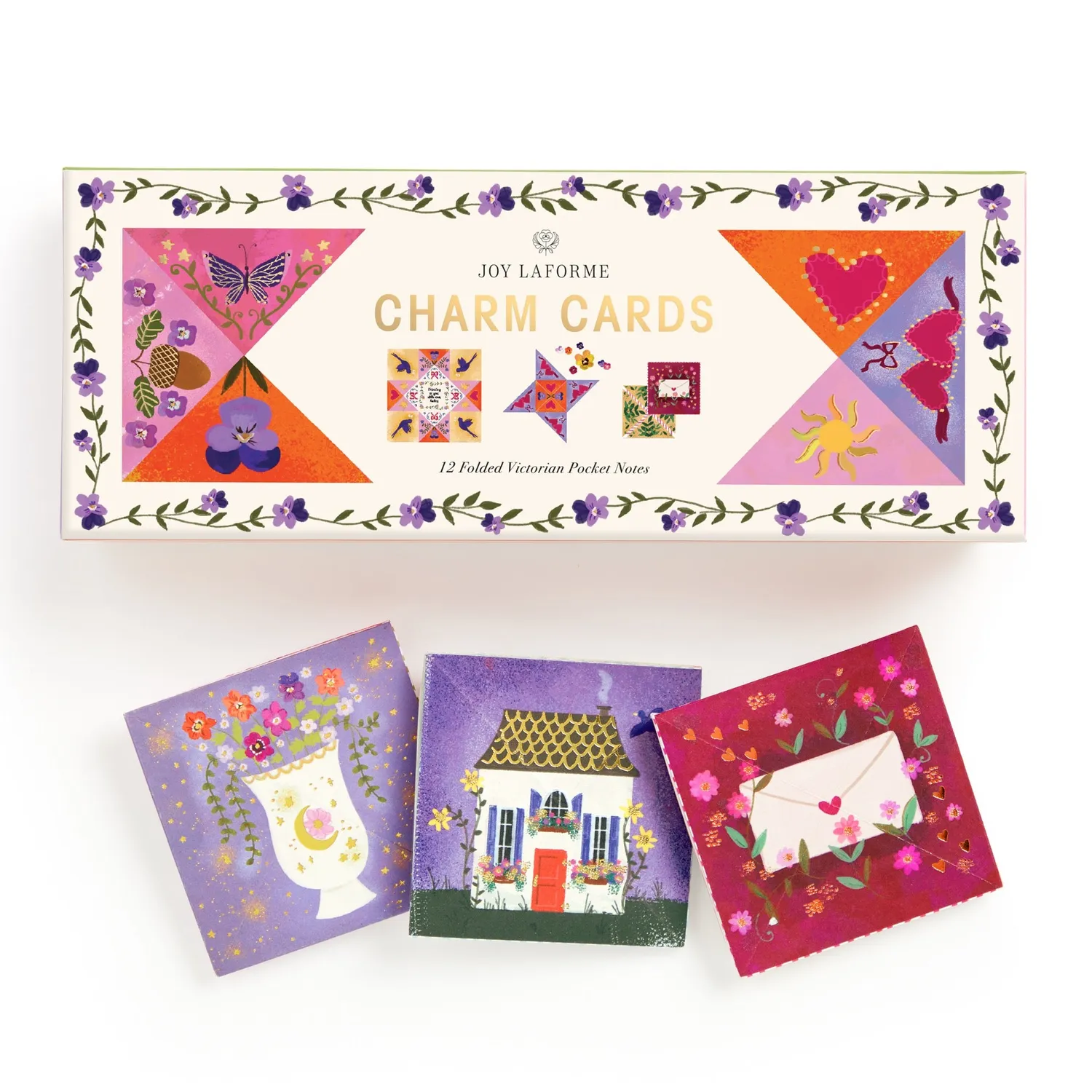 Galison Joy Laforme Charm minikort 12 stk pansy