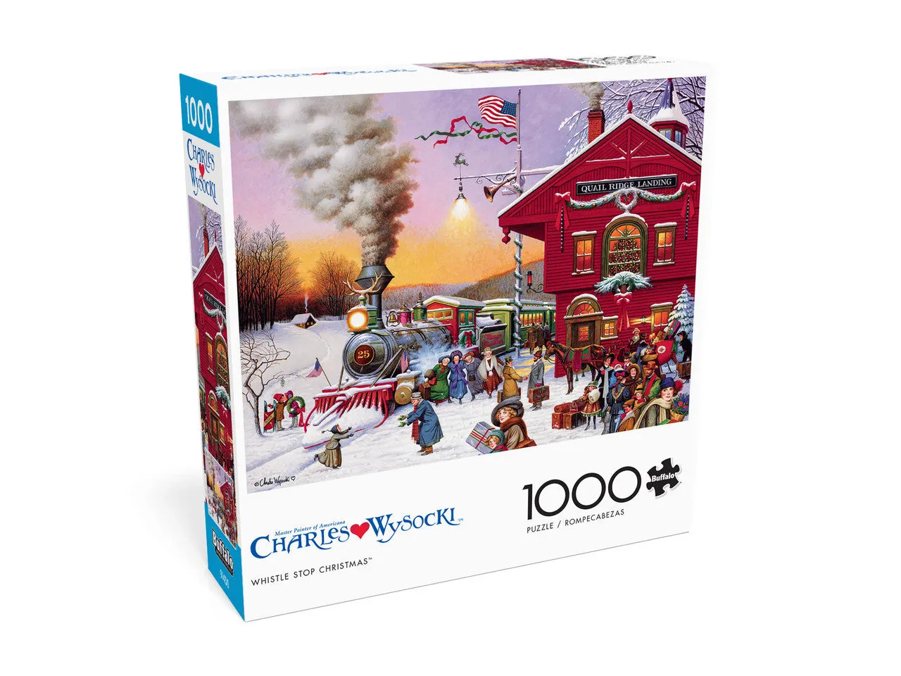 Buffalo Games Charles Wysocki Whistle Stop Christmas puslespil 1000 brikker jul