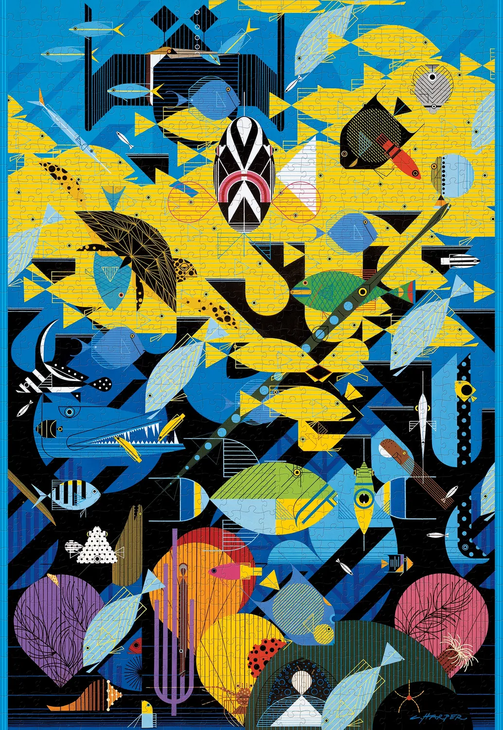 Pomegranate Charley Harper The Coral Reef puslespil 1000 brikker
