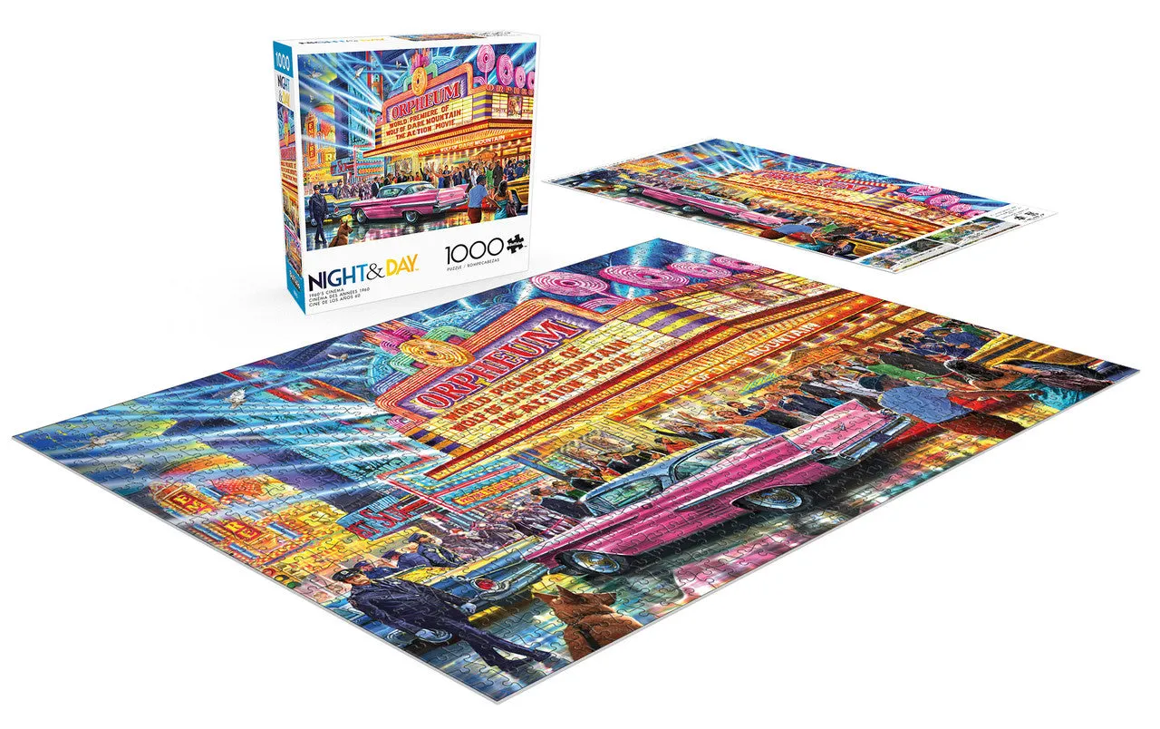 Buffalo Games Night Day 1960s Cinema puslespil 1000 brikker biograf