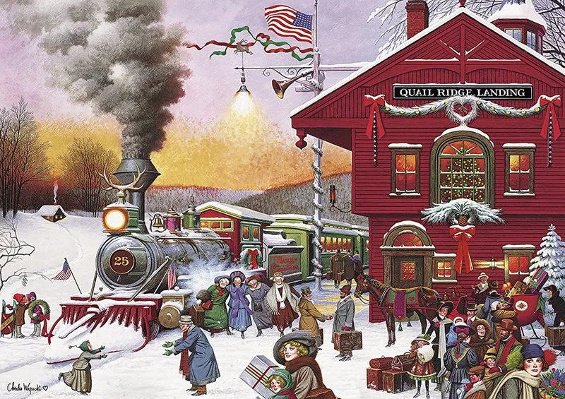 Buffalo Games Charles Wysocki Whistle Stop Christmas puslespil 500 brikker jul