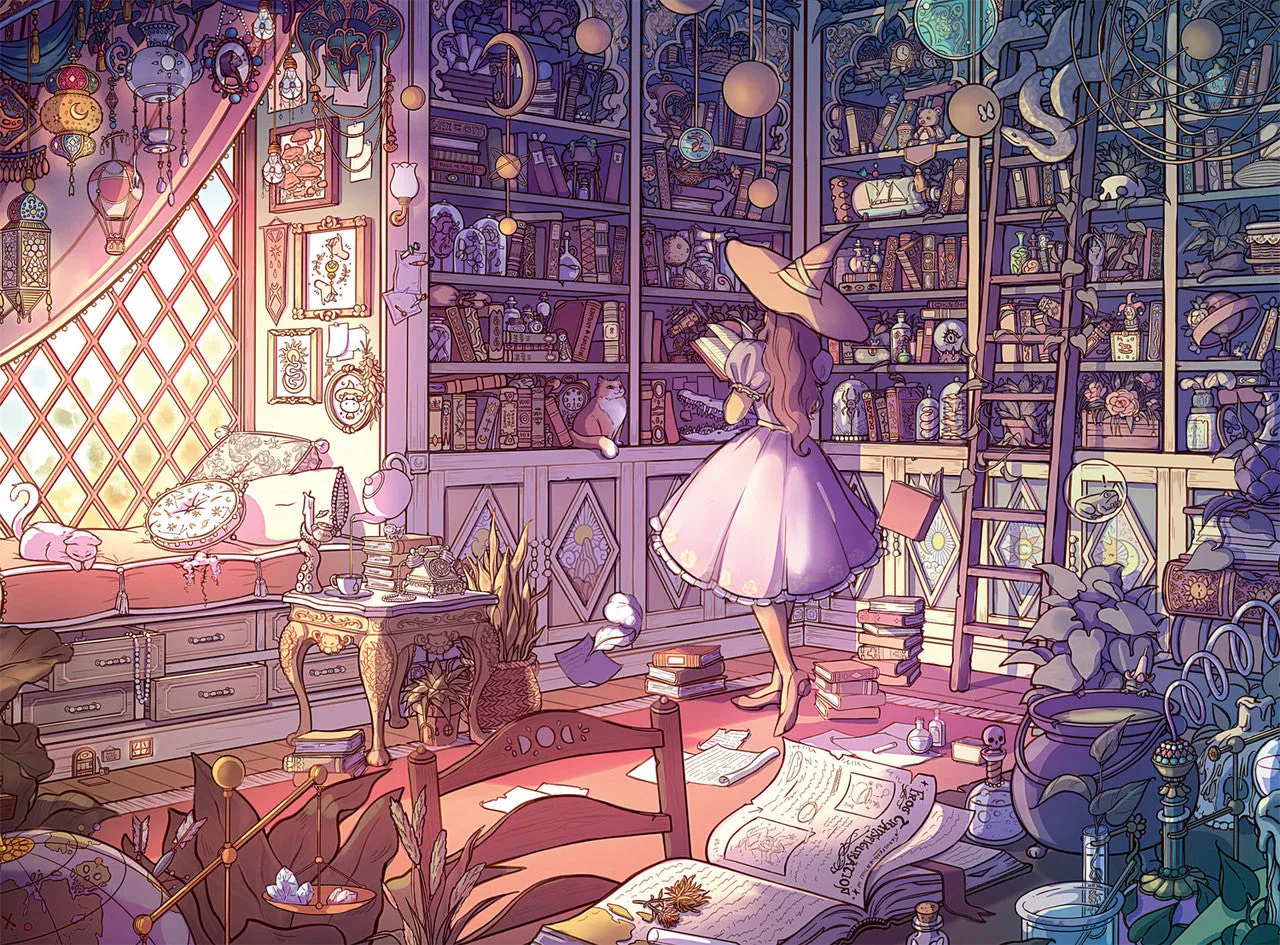 Buffalo Games Bonjour Witch's Library puslespil 1000 brikker heks