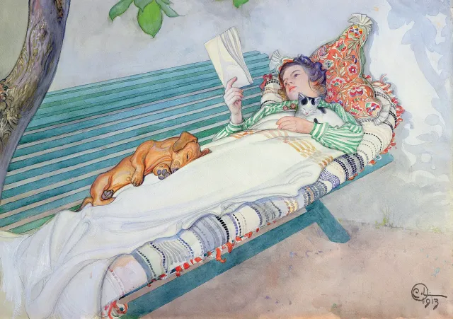 Pomegranate Carl Larsson Woman Reclining fødselsdagskort blomst