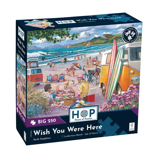 House of Puzzle BIG Wish You Were Here puslespil 250 brikker strand